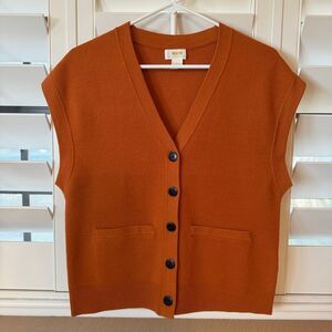 Maeve Anthropologie Women’s Rust Sweater Button Up Vest Sz XXS Feminine Preppy